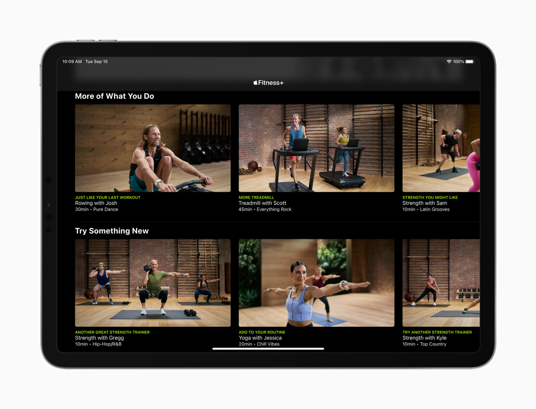 apple fitness program on iPad screen