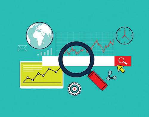 magnifying glass on a google search bar